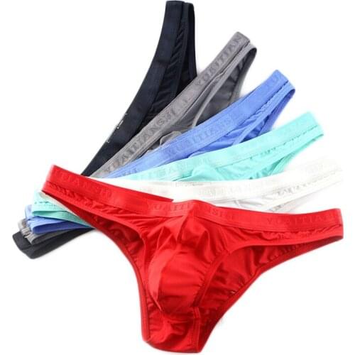 6PCS Men Ice Silk Briefs Underwear Sexy Elephant Nose Big Pouch Penis Sheath Underwear Briefs Gay Panties Man Solid Underpants