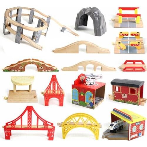 Wooden Rail Track Beech Bridge accessories Wooden Train Educational Blocks Toys Boy Kids Toy Multiple track Fit for Thomas Piece