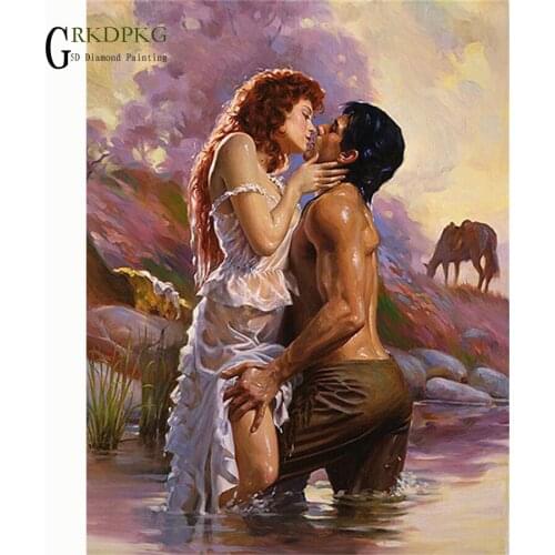 GRKDPKJ 5d diy Full square diamond painting loves landscape gift Wedding decoration painting accessories pictures of rhinestones