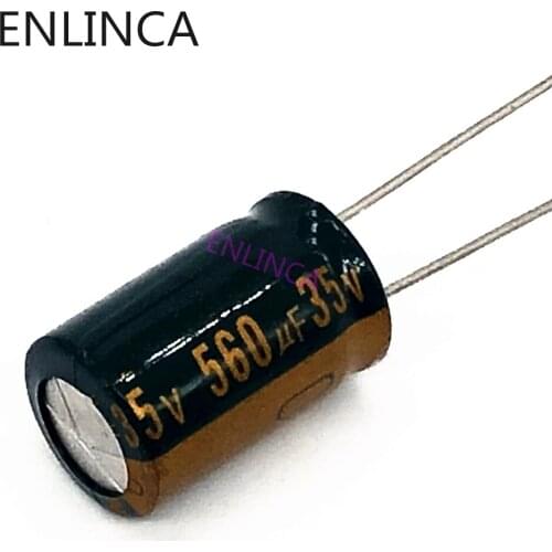 50pcs/lot P14 Low ESR/Impedance high frequency 35v 560UF aluminum electrolytic capacitor size 10*20 560UF35V 20
