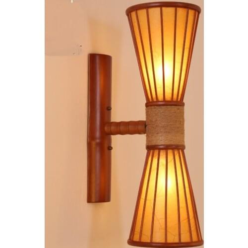 Chinese style 1/2 heads bamboo wall lamps living room aisle lights balcony porch bar retro Wall Lights corridor lamp ZA81017