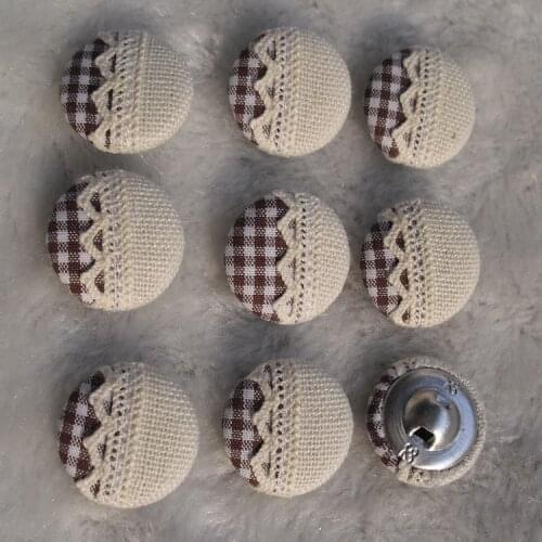 Free shipping 100pcs/lot 20mm 2cm lace diy handmade coffee fabric cover button cloth covered buttons component with shank E289