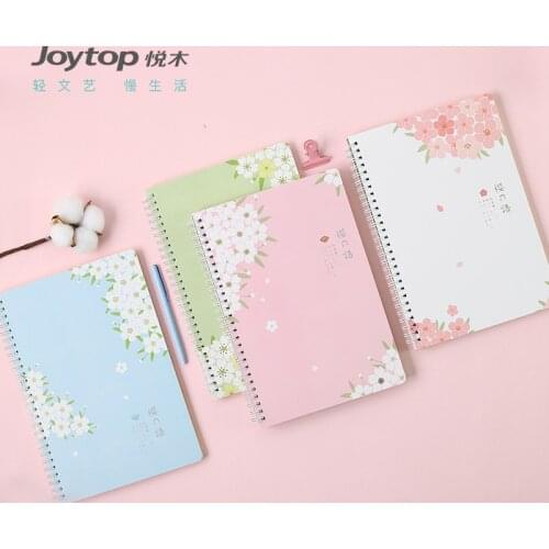A5 Cute new kawaii school student cherry bloom coil spiral hardcover composition notebook with rule paper sheets stationery