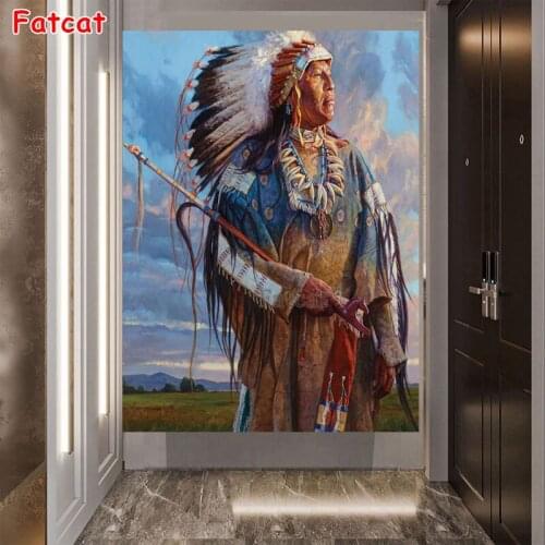 Photo custom diy diamond embroidery Abstract art, retro indians diamond painting full square round drill diamond mosaic PP1939