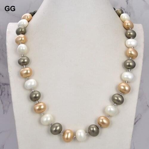 GuaiGuai Jewelry 29" 16mmx19mm Multi Color Egg Sea Shell Pearl Crystal Necklace