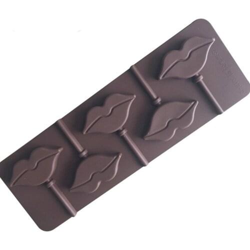HMROVOOM 5 even lips silicone lollipop chocolate mold personality fashion handmade DIY baking tool with ba