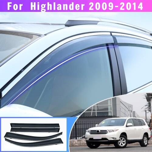4PC Smoke Car Window Visor For Toyota HIGHLANDER 2009 2010 2011 2012 2013 2014 Car Sun Rain Guard Wind Deflectors Car Accessorie