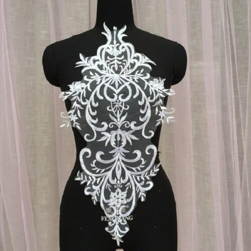 5 Pieces Lace Applique Fabric French Lace Fabric Ivory Black Red White Embroidered Accessories For Wedding Dress