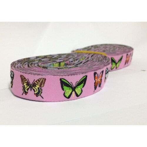 [lucky ZERZEEMOOY wholesale 5/8'' (16mmx10yards) 100% Polyester Woven Jacquard Ribbon Pink butterfly zakka ribbon