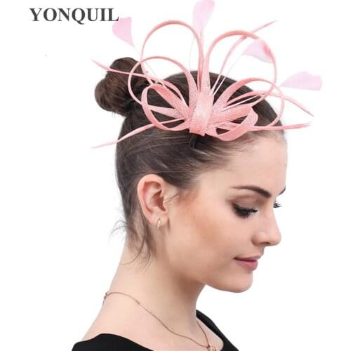 Formal Dress Sinamay Fashion Headwear Hair Clip Bride Wedding Hair Fascinator Hats Fancy Feather Decor Hair Accessories For Lady