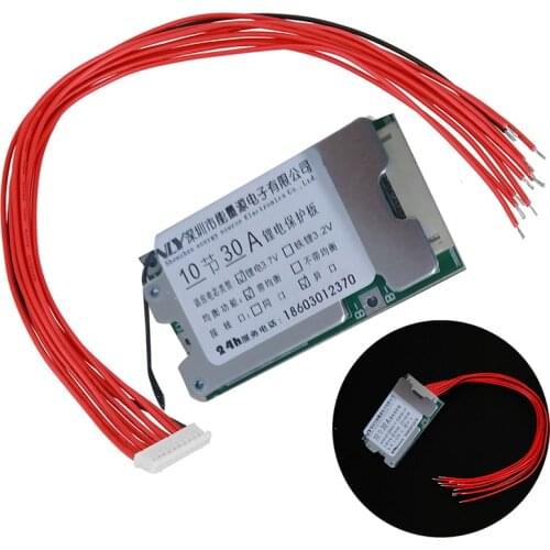 Newest 10S 36V 30A Li-ion 18650 Battery Protection Board Circuit Protection Battery BMS Protect Board with Balance Function