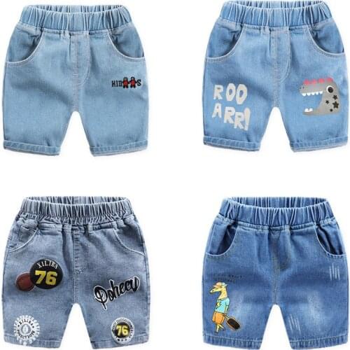 New 2021 Kids Summer Denim Shorts Baby Boys Fashion Cartoon Print Denim Shorts Children Casual Jeans Short Pants Clothing