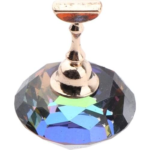 New Large False Nail Tips Stand Holder Magnetic Manicure Salon Practice Display Tools Kit, 1 Crystal Base & 1 Alloy Holder