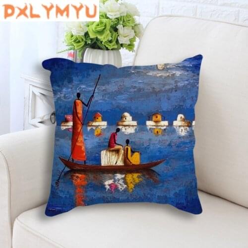 African style oil painting prints cotton linen pillow sofa waist throw pillow decorative cushion home car decor