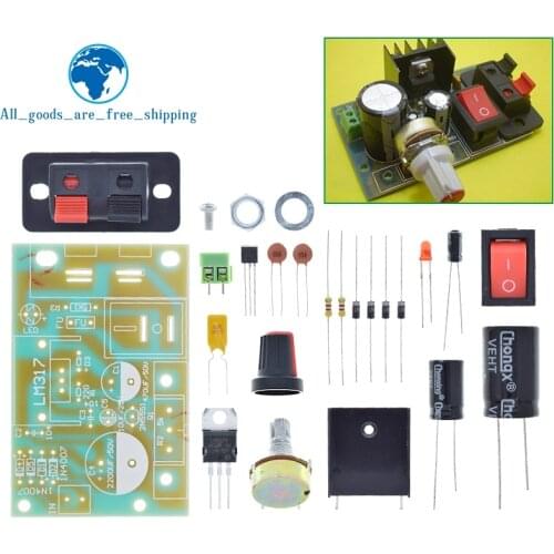 LM317 DIY Kit Step Down Power Supply Module Adjustable Voltage Regulator Switch Resettable Fuse Electrolytic Capacitor Board