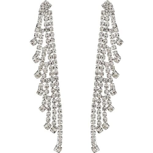 Luxury Crystal tassel Earrings for Women Big Earings Fashion Jewelry Long crystal White Rhinestone Earrings E630