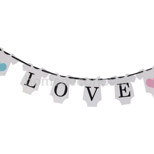 PINK OR BLUE WE LOVE YOU Baby Shower Party Banner Bunting Bodysuit