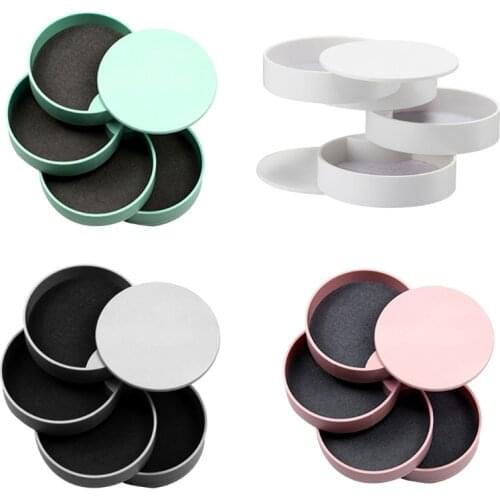 Jewelry Storage Box Female Small Jewelry Box Earring Rack Jewelry Storage Box 4-Layer Rotating Jewelry Accessories