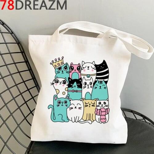 Cat shopping bag canvas tote shopper jute bag recycle bag bolsa bag ecobag tote custom