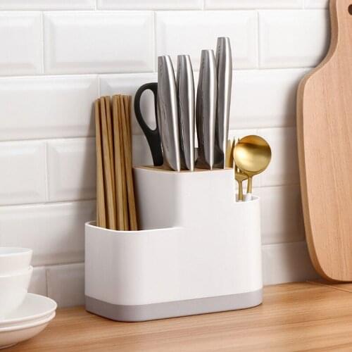 Cutlery Drainer and Organizer Kitchen Utensils Holder Caddy for Knife Chopsticks ForkSpoon Scissors Shelf Organizer Hanging Rack