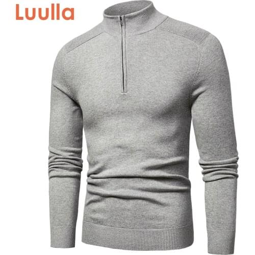 Luulla Men Spring New Casual Cotton Turtleneck Sweaters Pullover Men Autumn Fashion Knitted Zip Sweater Jacket Men Collection