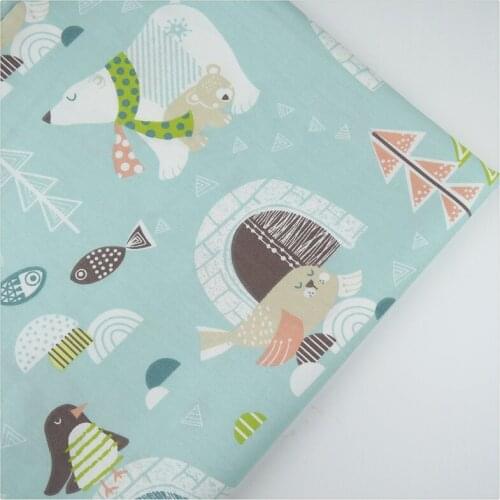 Syunss,100%Cotton Twill Fabric Blue Cartoon Paradise Printed Patchwork DIY Handmade Curtain Textile Material Sewing Baby Tissue