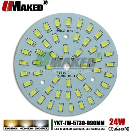 UMAKED 24W 90mm SMD 5730 LED PCB Bulb Lamp Spotlight DIY LED Source Install Light Chips Aluminum Lamp plate Warm/Natural/White
