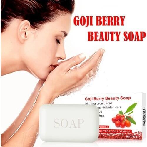 Goji Berry Beauty Soap 100g Handmade Soap Whitening Blackhead Removal Bath Shower Scrub Hands Face Skin Care Clean Soaps