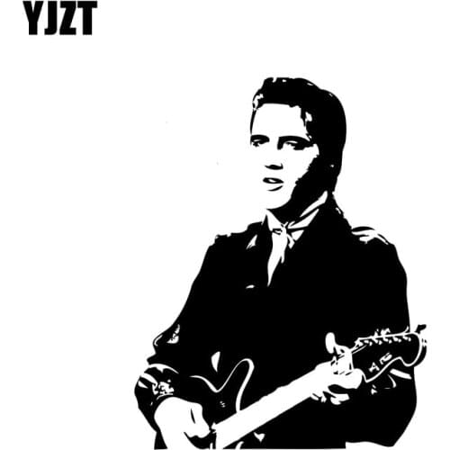 YJZT 12.4CM*15.8CM Elvis Presley Art Car Sticker Rock & Roll Singer Vinyl Decal Music Black/Silver C3-0034