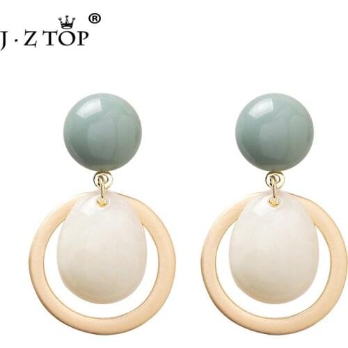 Jztop Women 2020 New Round Water Drop Earrings Simple Geometric Acrylic Earrings Fashion Cute Resin Earring Female Jewelry Gifts