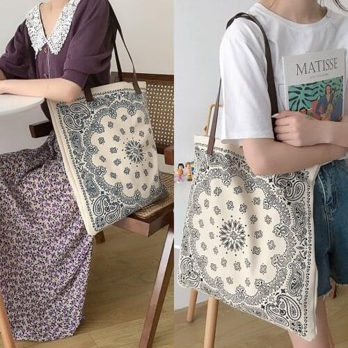 National Style Women Thick Canvas Shoulder Bags Big Casual Tote Cotton Cloth Handbag Eco Large Shopping Bags For Ladies