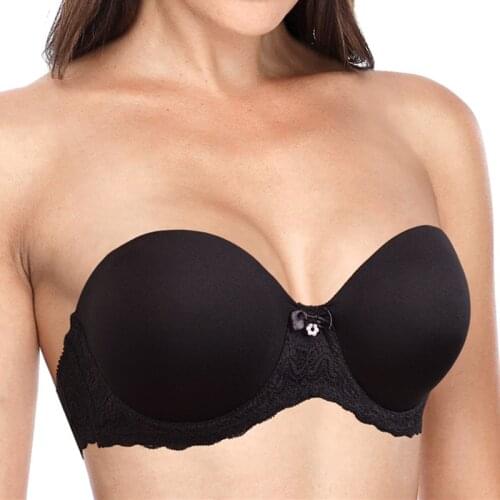 Plus Size Womens Multi-way Strapless Bra Full Figure Underwire Plus Size Lace Bra Lingerie 32 34 36 38 40 42 44 46 B C D DD E F