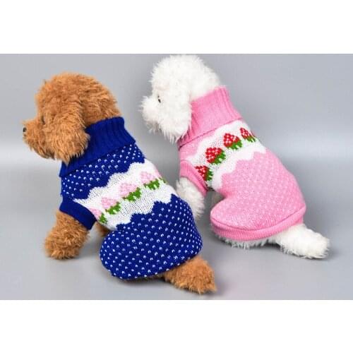 Winter Fruit Cat Dog Clothes Warm Christmas Sweater For Small Yorkie Pet Clothing Coat Knitting Crochet Cloth XS-2XL