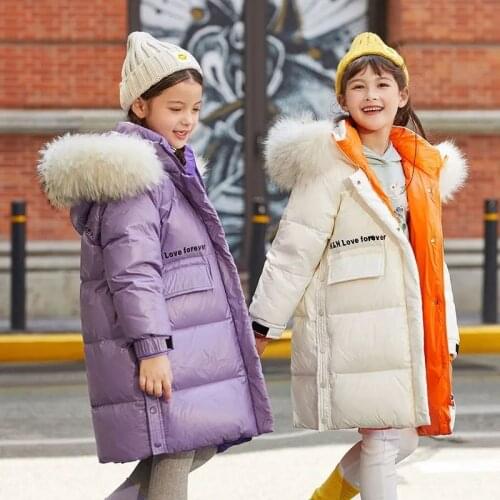 4-14 Years Winter Coats 2020 Girls Boys Down Winter Black/red Long Jacket Windproof Snowsuit Jacket Outdoor Hooded Kids Thicken