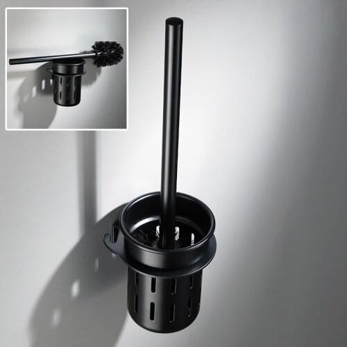 1Pc Portable Black Aluminum Toilet Brush Set Drain Cup Home Bathroom Closestool Cleaning Tools