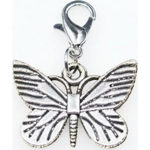 Butterfly Animal 10pcs/lot Dangle Charms Lobster Clasp DIY Bracelet Necklace Pendants Jewelry Hanging Charms