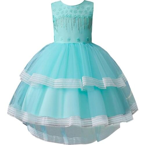 2021 New Popular Children Dress Princess Dresses 3-12 Years Old Organza Baby Girls Dress Elegant Party Dress Summer Baby Clothes