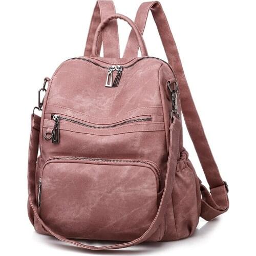 2021 Summer PU Large Capacity Daily Use Backpack Multi Functional Female Outdoor Students Book Bags With Shoulder Strap