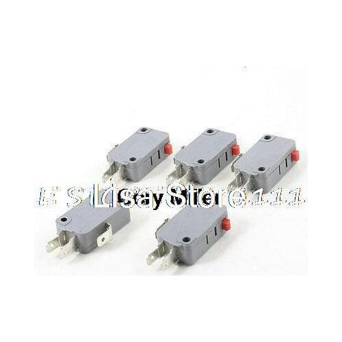 250VAC 16A SPDT 1NO 1NC 3P Red Momentary Pushbutton Limit Microswitch 5pcs