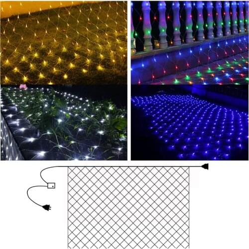 3m*2m 192LED Mesh Background Light Outdoor Indoor Net String Lamp Festival Wedding Lighting Decors 220V DIY Car Event Light