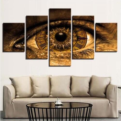 5Pieces Abstract Clock In The Eyes 5d Pictures Wall Art diamond rhinestone embroidery full round diamond painting saleZP-583