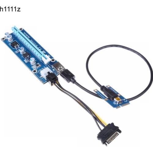60cm USB 3.0 Mini PCI-E to PCIe PCI Express 1x to 16x Extender Riser Raiser Card Adapter SATA 6Pin Power Cable for BTC Mining
