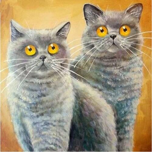 5D Diamond Embroidery Cat pattern Full Square/Round Diamond Painting Blue cat Diamond Mosaic Cross Stitch Decor Painting GH136