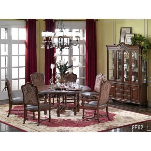 America style solid wood round dining table set обеденный стол ensemble de table à manger GF62.1