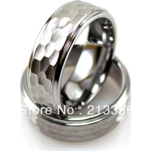 Free Shipping !Wholesales Cheap Price Promotion Sales! USA Hot Selling Mens Tungsten Wedding Ring with Brushed Hammer Hit Design