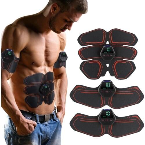 Wireless EMS Abdominal Muscle Trainer Fitness Training Machine Weight Loss Body Slimming Abs Stimulator LED Display Screen