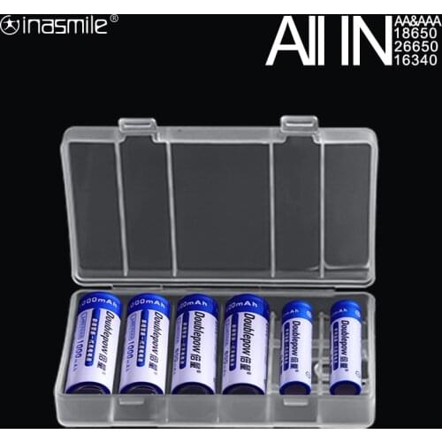 ALL IN Battery Case for 18650 26650 16340 Battery Holder Storage Box for 2 4 8 AA AAA Rechargeable Battery Container Organizer