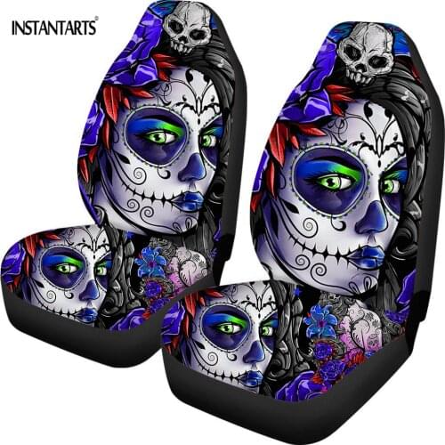 INSTANTARTS Day of the Dead Sugar Skull Design Protect Car Interior Ladies Sun Shade for Car Fashion Windshield Sun Shades New