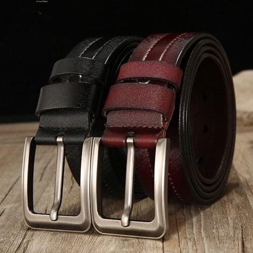 EL BARCO High Quality Cowskin Leather Men Belt Black Brown Casual Male Belts Luxury Design Pin Buckle Strap Cinturon Size 125cm