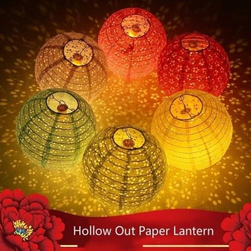 1pc Hollow Out Round Chinese Paper Lanterns Birthday Party Wedding Halloween Decoration Craft Supplies Christmas 14Inch 35cm